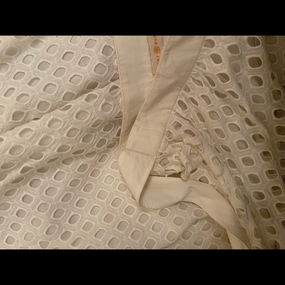 Tory Burch High Waisted White Hermosa Midi Eyelet Skirt - Picture 7 of 7